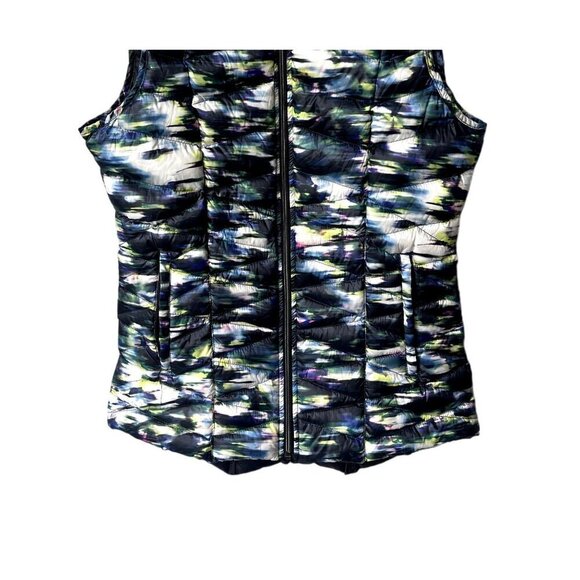 Tangerine Vest Womens Size S Black Multicolor Down Filled Puffer Full Zip Bold - Picture 3 of 8